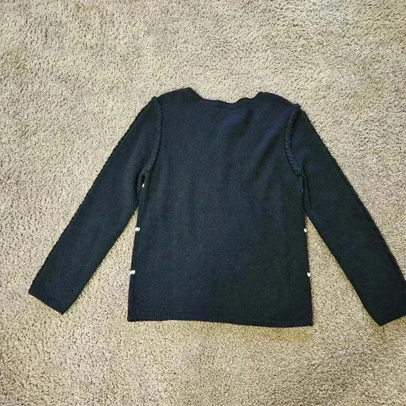 Trouve Plaid /Grid Pattern Black & White Sweater w/ Braided, Size Small - Picture 5 of 8